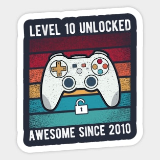 Level 10 Unlocked Awesome Since 2010-10th birthday gamer Gift Sticker